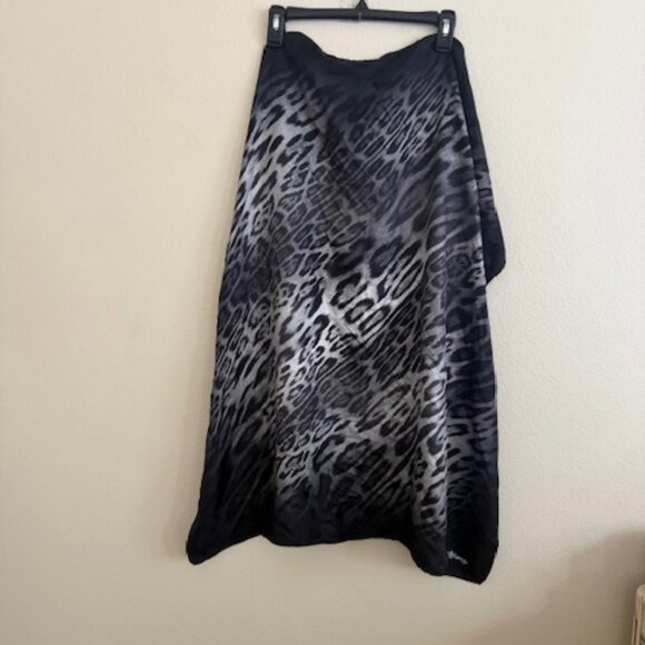 vintage  black leopard print silk scarf